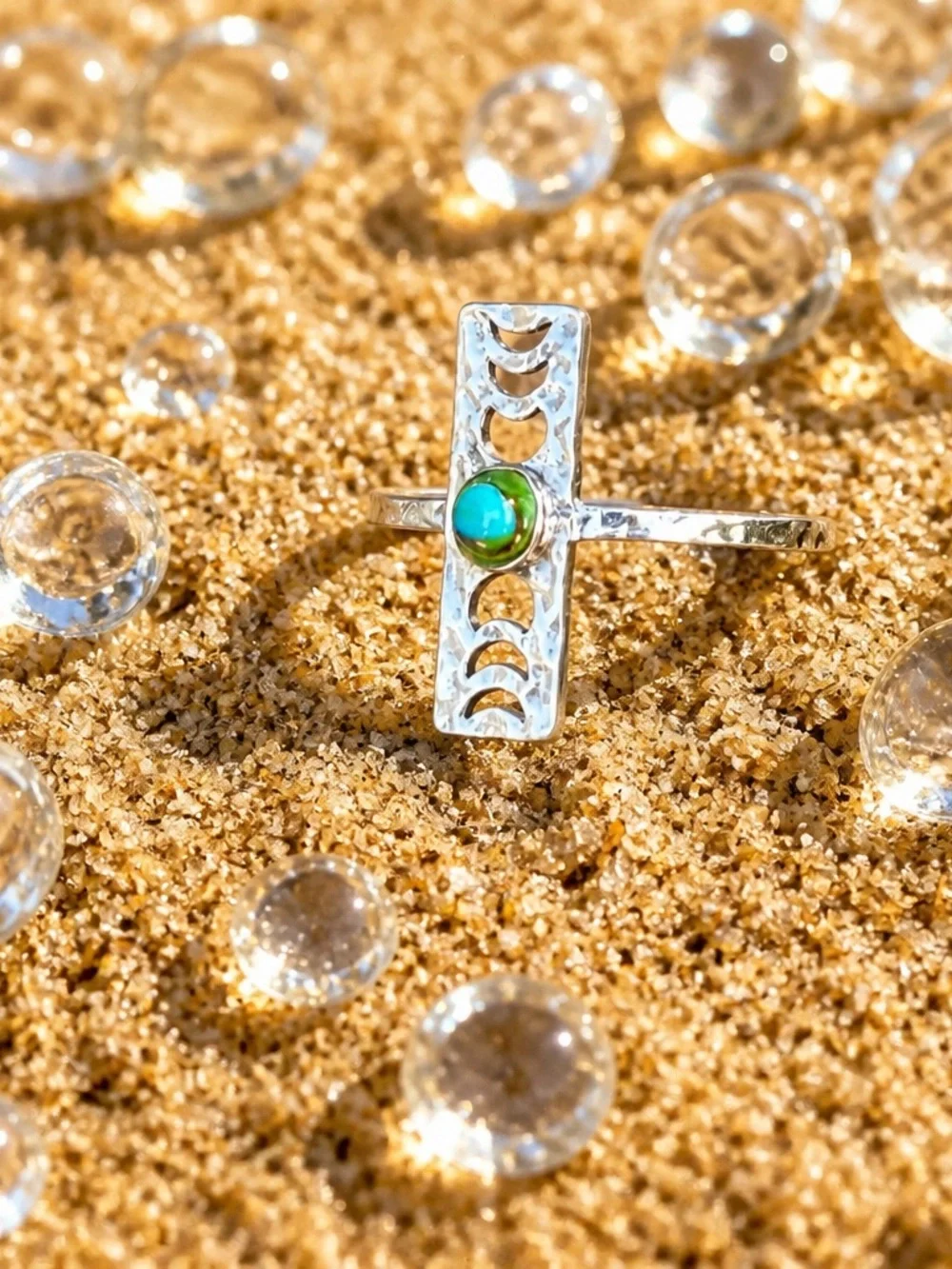 NEW! Phases of the moon turquoise ring